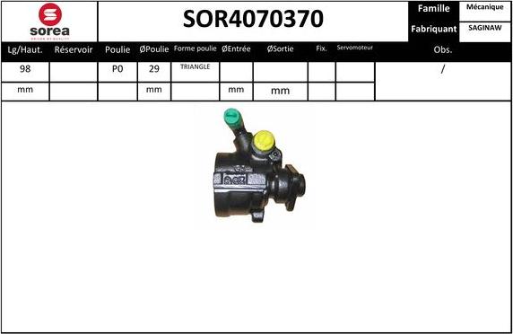 SNRA SOR4070370 - Hidrosūknis, Stūres iekārta ps1.lv