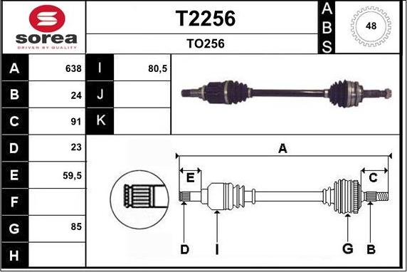 SNRA T2256 - Piedziņas vārpsta ps1.lv