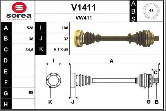 SNRA V1411 - Piedziņas vārpsta ps1.lv