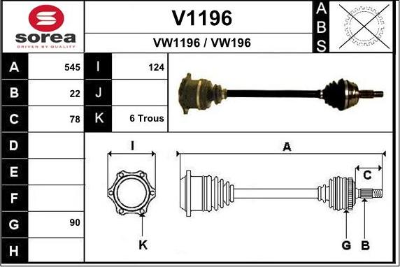 SNRA V1196 - Piedziņas vārpsta ps1.lv