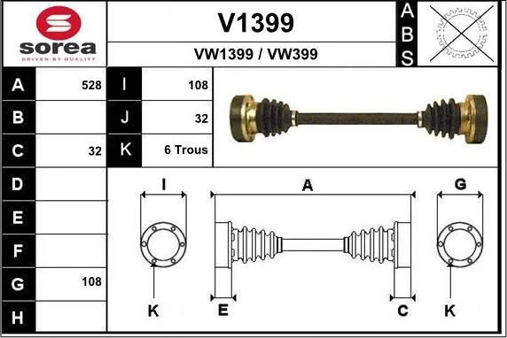 SNRA V1399 - Piedziņas vārpsta ps1.lv