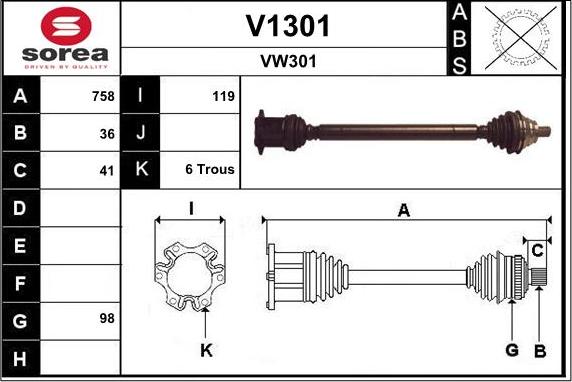 SNRA V1301 - Piedziņas vārpsta ps1.lv