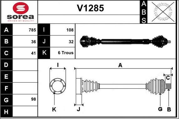 SNRA V1285 - Piedziņas vārpsta ps1.lv