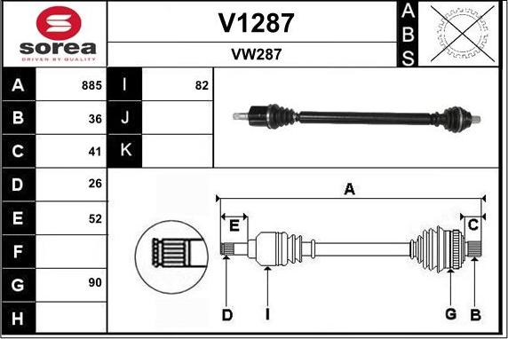 SNRA V1287 - Piedziņas vārpsta ps1.lv