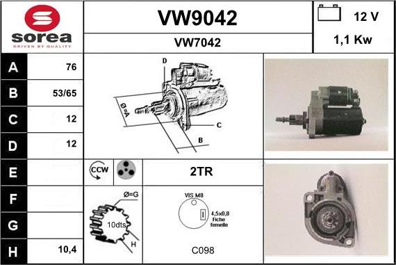 SNRA VW9042 - Starteris ps1.lv