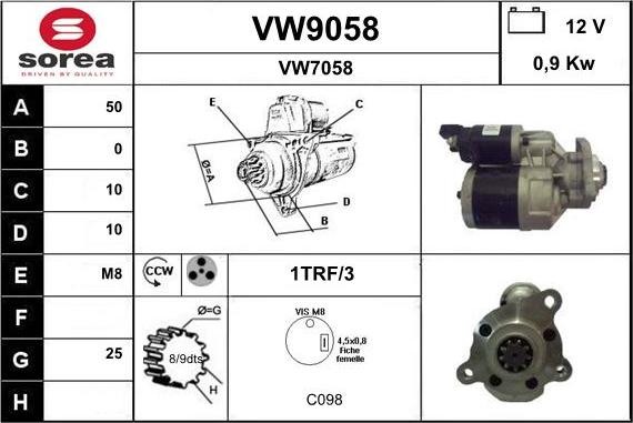 SNRA VW9058 - Starteris ps1.lv