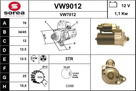 SNRA VW9012 - Starteris ps1.lv