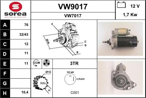 SNRA VW9017 - Starteris ps1.lv