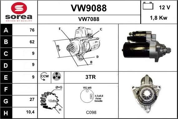 SNRA VW9088 - Starteris ps1.lv