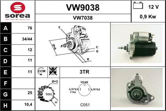 SNRA VW9038 - Starteris ps1.lv