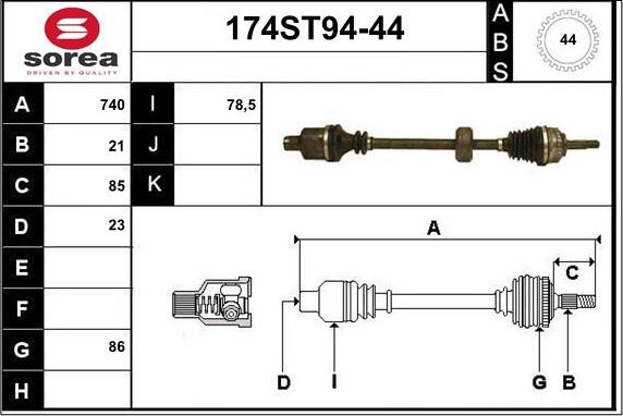 Stellox 158 1566-SX - Piedziņas vārpsta ps1.lv