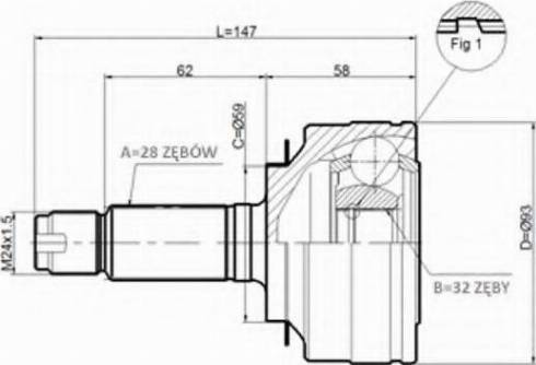 Statim C.445 - Šarnīru komplekts, Piedziņas vārpsta ps1.lv