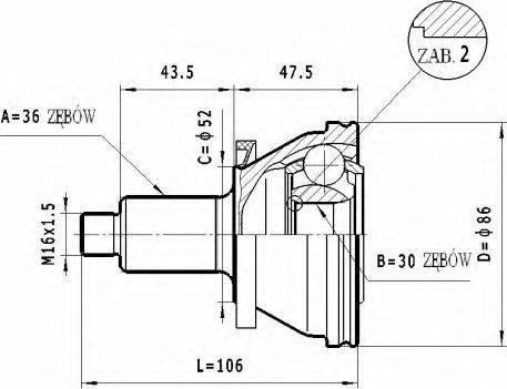 Statim C.011 - Šarnīru komplekts, Piedziņas vārpsta ps1.lv