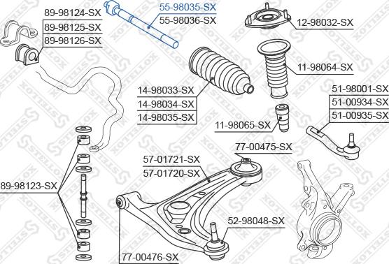 Stellox 55-98035-SX - Aksiālais šarnīrs, Stūres šķērsstiepnis ps1.lv