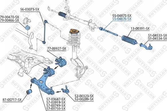 Stellox 55-04876-SX - Aksiālais šarnīrs, Stūres šķērsstiepnis ps1.lv