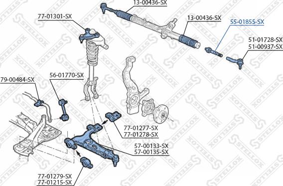 Stellox 55-01855-SX - Aksiālais šarnīrs, Stūres šķērsstiepnis ps1.lv