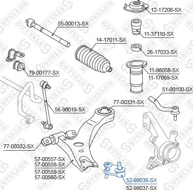 Stellox 52-98038-SX - Balst / Virzošais šarnīrs ps1.lv