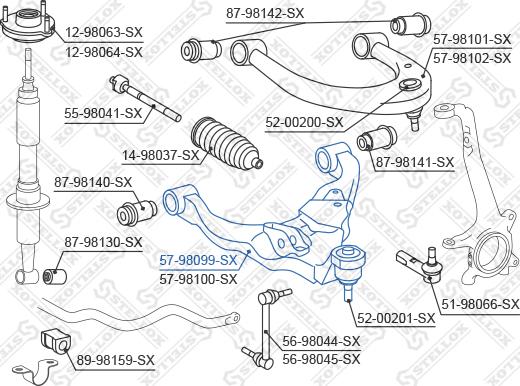 Stellox 57-98099-SX - Neatkarīgās balstiekārtas svira, Riteņa piekare ps1.lv