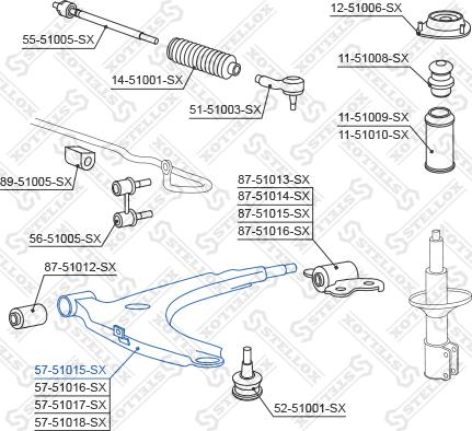 Stellox 57-51015-SX - Neatkarīgās balstiekārtas svira, Riteņa piekare ps1.lv