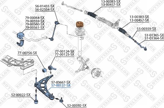 Stellox 57-00137-SX - Neatkarīgās balstiekārtas svira, Riteņa piekare ps1.lv