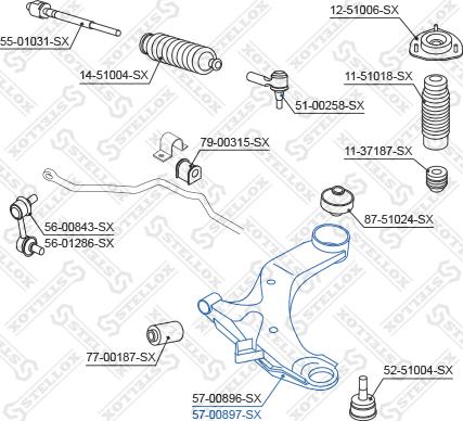 Stellox 57-00897-SX - Neatkarīgās balstiekārtas svira, Riteņa piekare ps1.lv