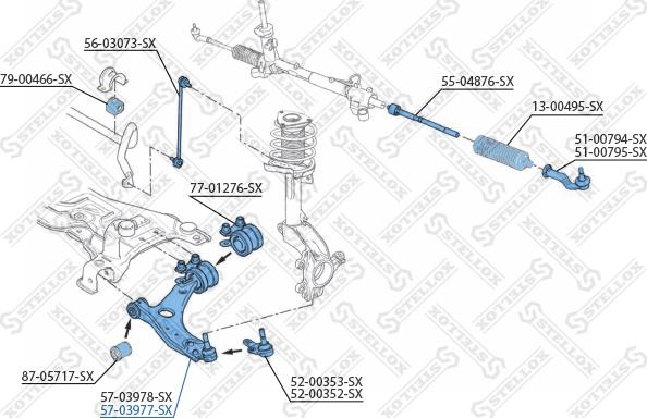 Stellox 57-03977-SX - Neatkarīgās balstiekārtas svira, Riteņa piekare ps1.lv