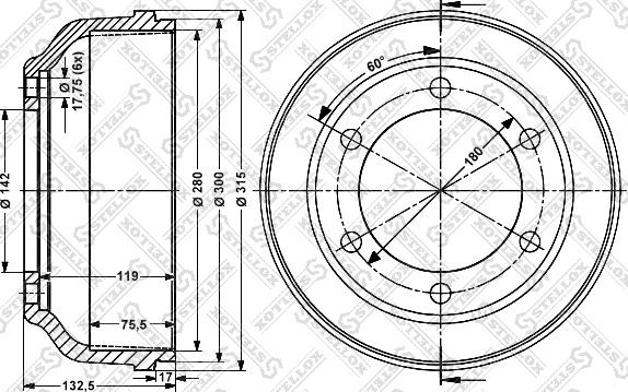 Stellox 6026-2509-SX - Bremžu trumulis ps1.lv