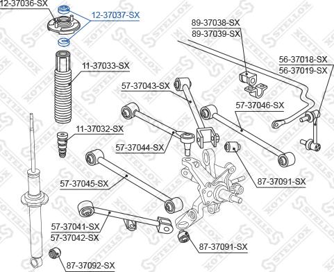 Stellox 12-37037-SX - Ritgultnis, Amortizatora statnes balsts ps1.lv