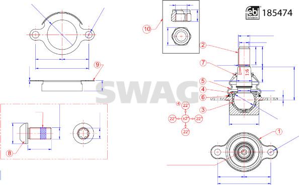 Swag 33 10 9936 - Aksiālais šarnīrs, Stūres šķērsstiepnis ps1.lv