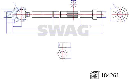 Swag 33 10 9337 - Aksiālais šarnīrs, Stūres šķērsstiepnis ps1.lv