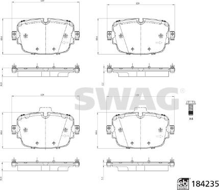 Swag 33 10 9325 - Bremžu uzliku kompl., Disku bremzes ps1.lv