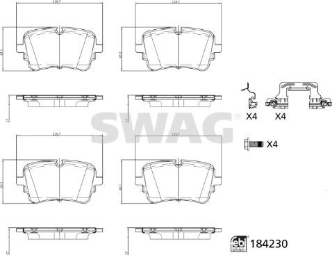 Swag 33 10 9320 - Bremžu uzliku kompl., Disku bremzes ps1.lv