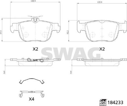 Swag 33 10 9323 - Bremžu uzliku kompl., Disku bremzes ps1.lv