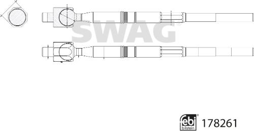 Swag 33 10 4443 - Aksiālais šarnīrs, Stūres šķērsstiepnis ps1.lv