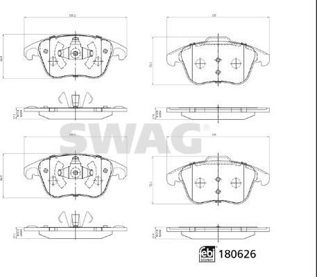 Swag 33 10 7796 - Bremžu uzliku kompl., Disku bremzes ps1.lv