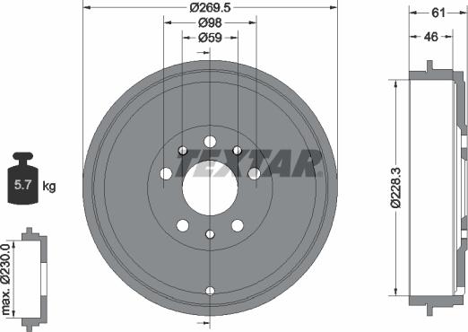 Textar 94045300 - Bremžu trumulis ps1.lv