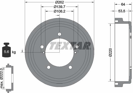 Textar 94045700 - Bremžu trumulis ps1.lv