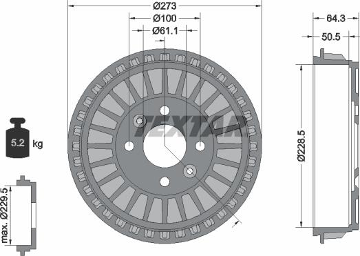 Textar 94046100 - Bremžu trumulis ps1.lv