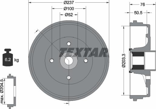 Textar 94041400 - Bremžu trumulis ps1.lv