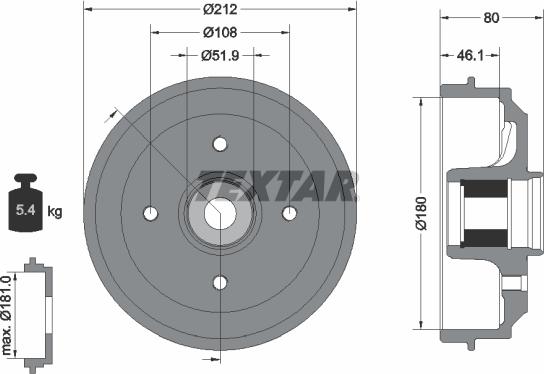 Textar 94041800 - Bremžu trumulis ps1.lv