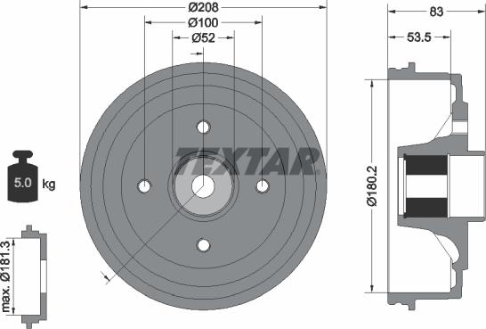 Textar 94041700 - Bremžu trumulis ps1.lv