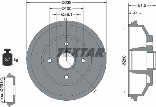 Textar 94043000 - Bremžu trumulis ps1.lv