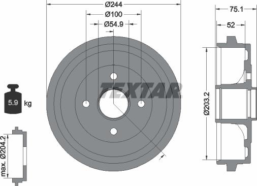 Textar 94043200 - Bremžu trumulis ps1.lv