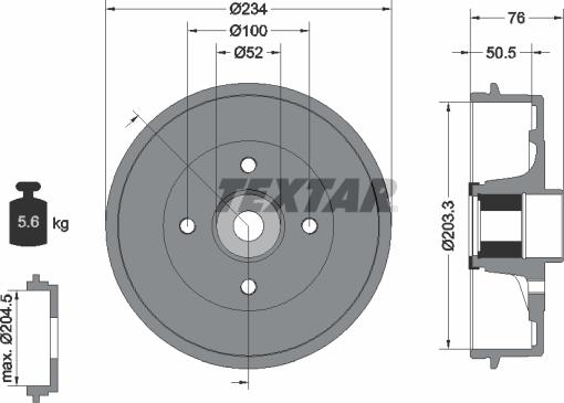 Textar 94042400 - Bremžu trumulis ps1.lv