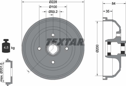 Textar 94042300 - Bremžu trumulis ps1.lv