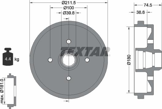 Textar 94006600 - Bremžu trumulis ps1.lv