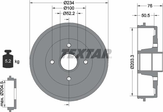 Textar 94019700 - Bremžu trumulis ps1.lv