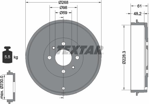 Textar 94014000 - Bremžu trumulis ps1.lv