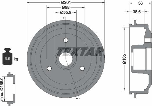 Textar 94014100 - Bremžu trumulis ps1.lv