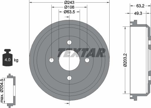 Textar 94015100 - Bremžu trumulis ps1.lv